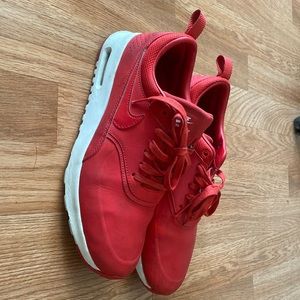Red and White Air Max Thea sneakers